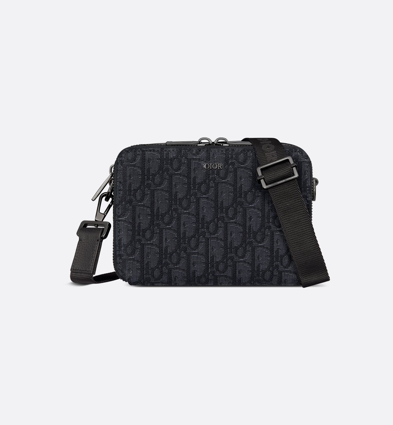 Pochette zippée à bandoulière Toile jacquard Dior Oblique noir - #1